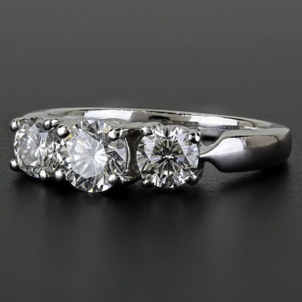 Platinum Three-Stone 1.40 Carat Diamond Anniversary Ring by Rosy Blue